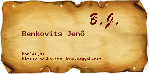 Benkovits Jenő névjegykártya